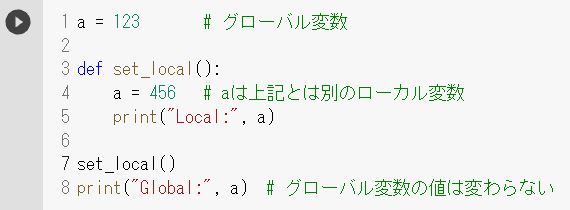 グローバル変数と同じ名前のローカル変数