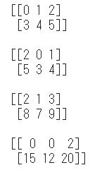 配列同士の演算（b * c は行列の積ではありません）