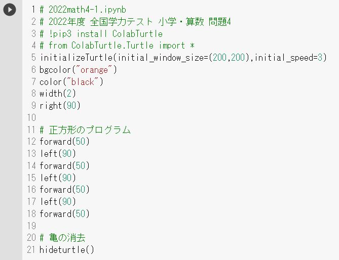 2022年度 全国学力テスト 小学・算数 問題4 正方形