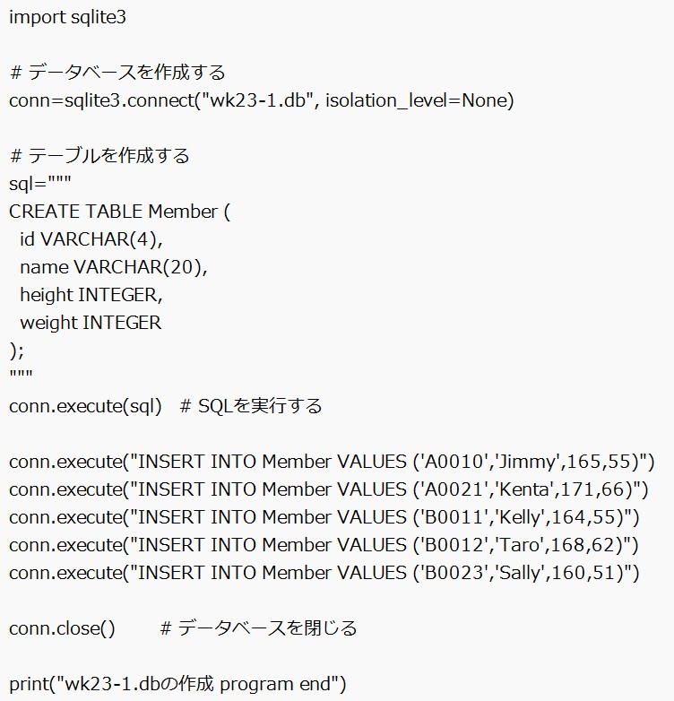 DBの作成とデータ登録(2)　